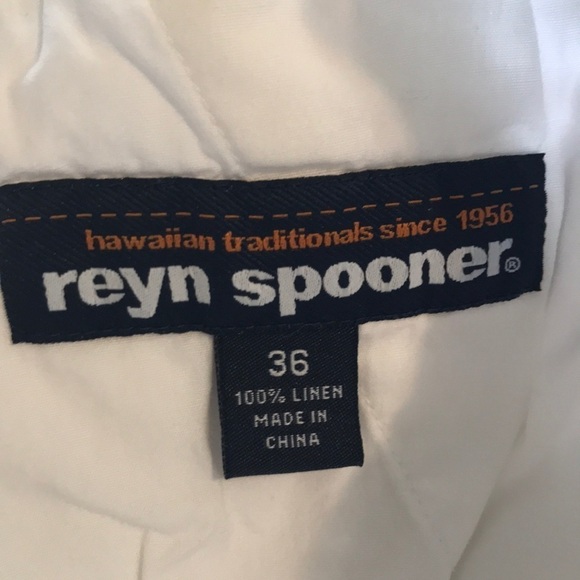 REYN Spooner White linen flat front Chino shorts size 36 - Picture 8 of 9